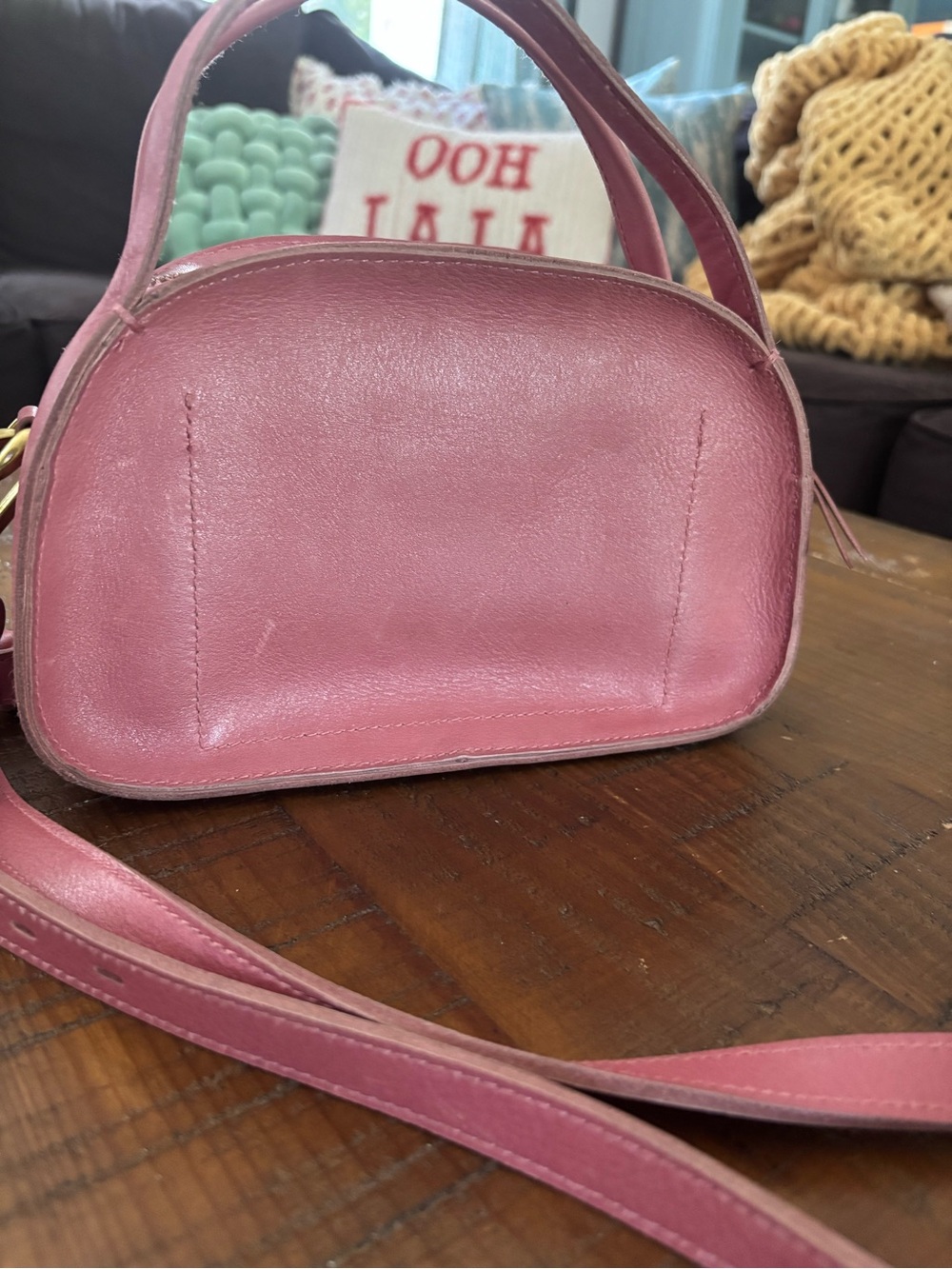Madewell Pink Leather Dome Crossbody Bag - Picture 2 of 7